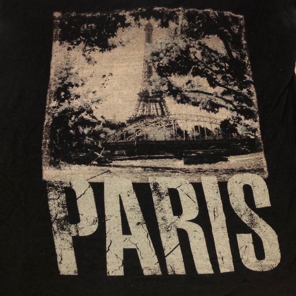 3/$15 Black Paris Graphic Tee with Criss-Cross Back - Picture 2 of 4